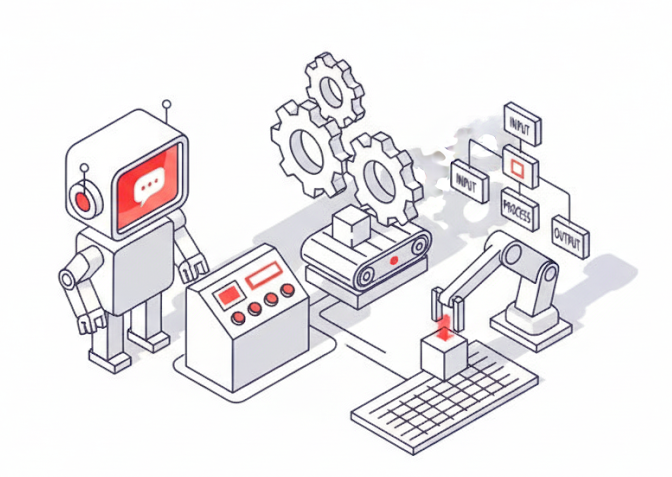 Abstract illustration of AI and automation workflows
