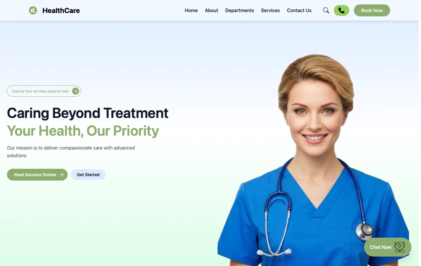 Healthcare website built by AstraDev, shown on a desktop screen