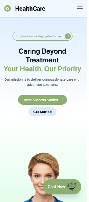 The same Healthcare website on a phone
