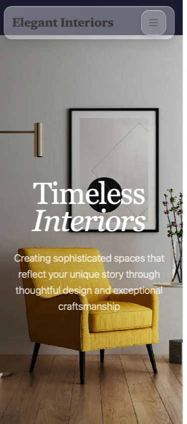 Timeless Interior website on a phone